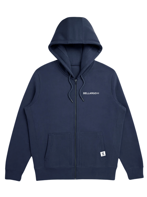 Navy Organic Fleece Zip Hoodie - Timeless and Stylish Unisex Streetwear Fashion.