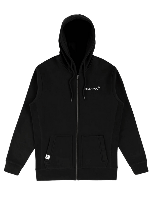 Black Organic Fleece Zip Hoodie - Timeless and Stylish Unisex Streetwear Fashion.